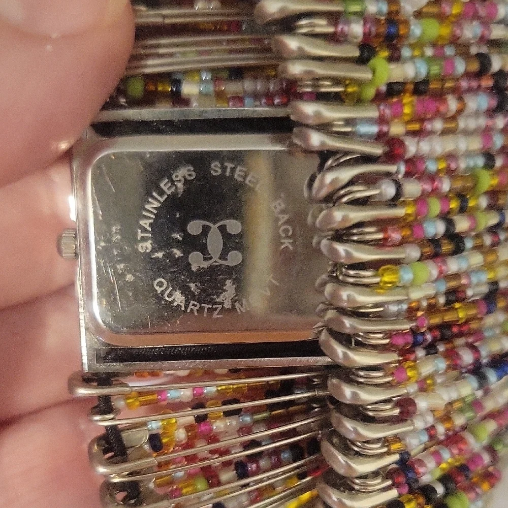 Colorful Beaded Women's quartz movement stainless back pin Watch